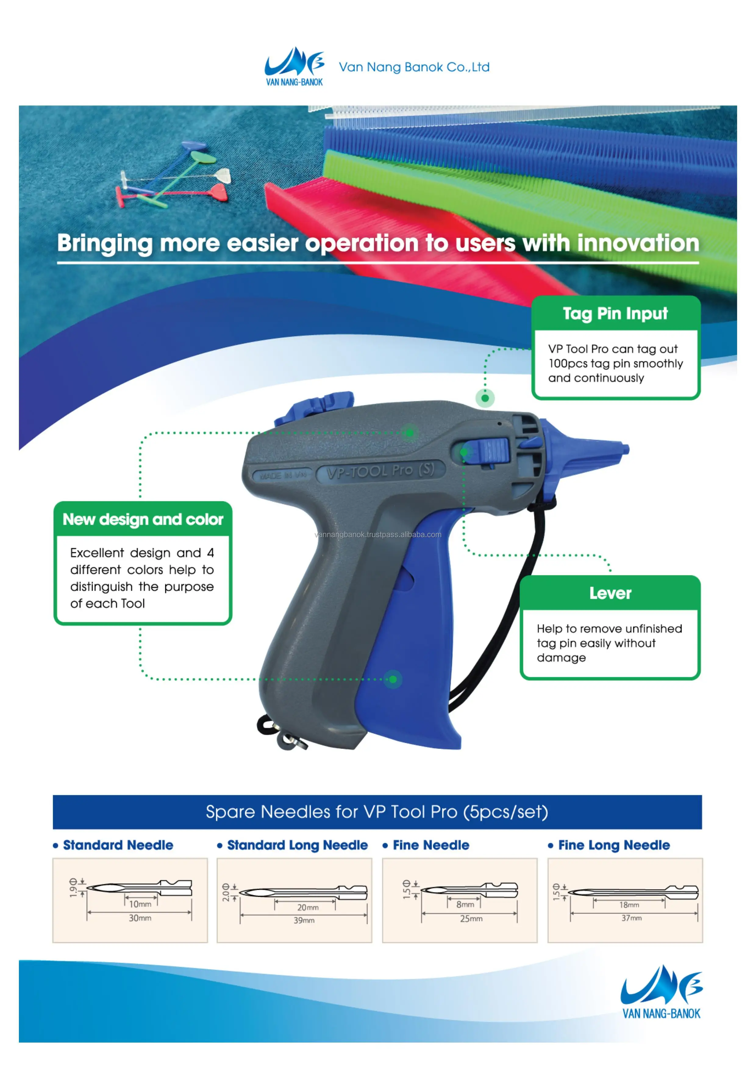 VP Tool Pro FL orange color the modern sustainable tag gun use with long and thin tag pin made in Viet Nam by high Japan quality