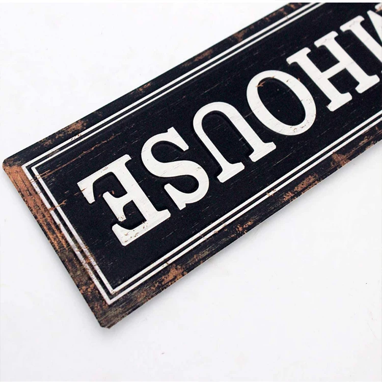 Ретро Черный Дизайн Металлический Подвесной Настенный логотип модный семейный спальня приветственная дверь знак дерево