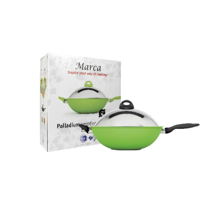 Modern Italy Marca non-stick high quality 3 layer easy clean energy efficient 36cm wok with lid