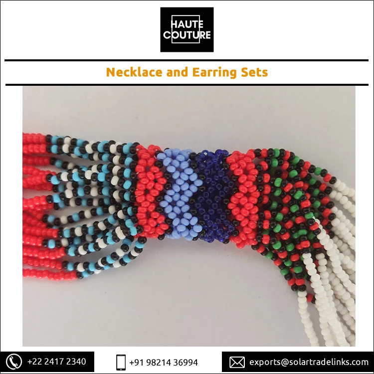 Women and Girls Wear Japanese Jaco Beads Made Garland Pattern Necklace and Earrings Jewelry Set from Indian Manufacturer