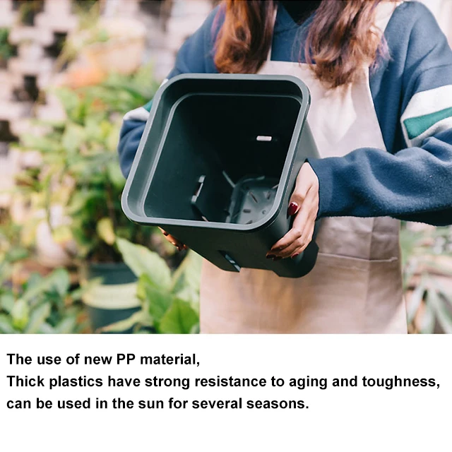 Factory Wholesale Permeable Indoor Outdoor Square Plastic Pots with Tray Green Plastic Pots for Plants Flowers