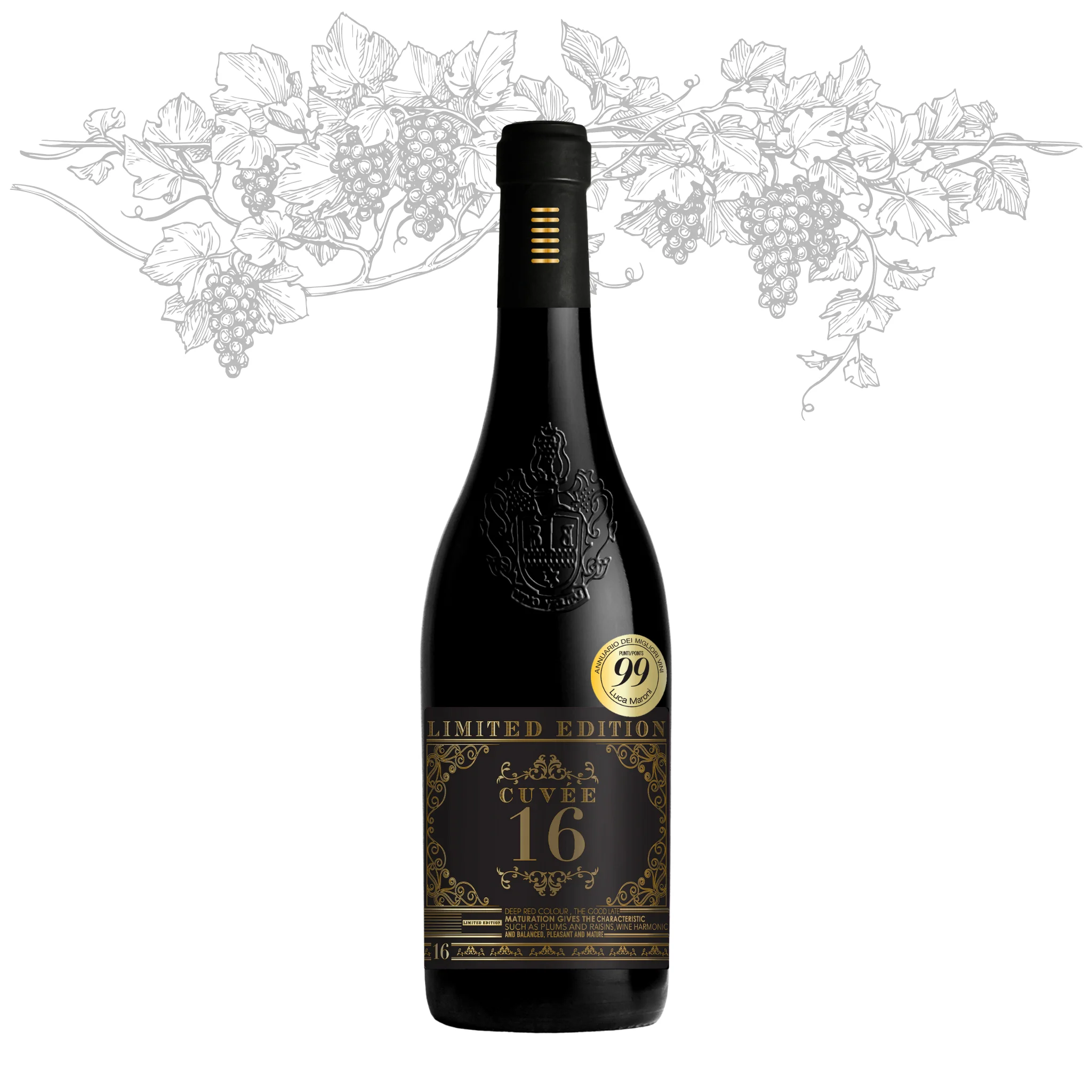 Высококачественное итальянское красное вино Cuvee 16 ограниченный выпуск-99 баллов бутылки премии 750 мл алкоголь 13% на