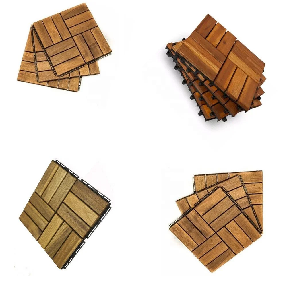Плетеная напольная плитка из дерева акации, пластиковая композитная плетеная напольная плитка B6334