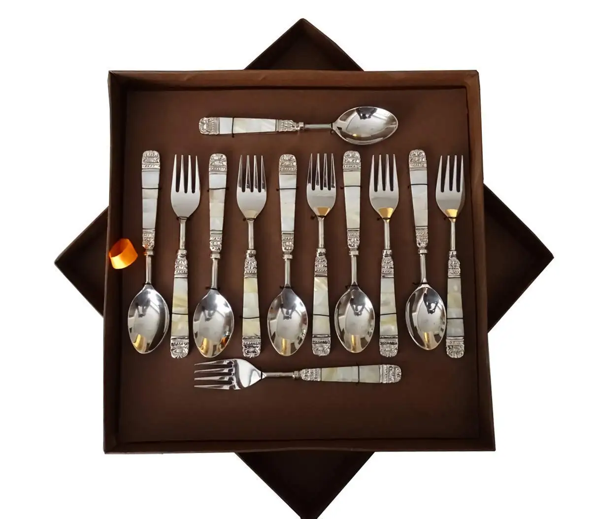 Spoon Best Quality Metal Mother of Pearl Inlay Spoons Modern Kitchen,dining Room with Eec Certification