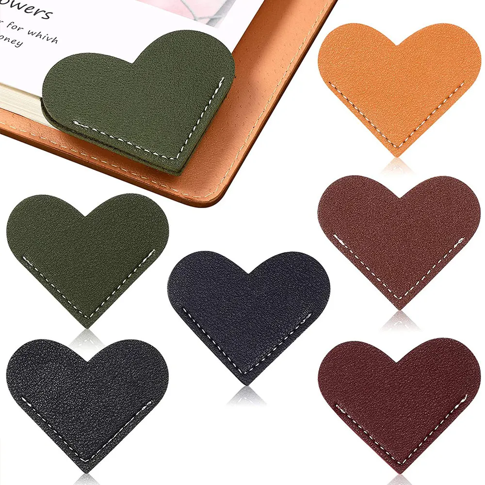 Hot Selling Custom Leather Heart Bookmark Corner Bookmark Heart Page Bookmark Leather Reading Book Marker Cute Accessories