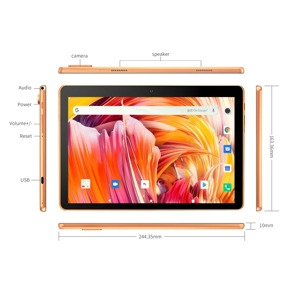 10 1 дюймов планшет PC 4 Гб оперативной памяти 64 встроенной Восьмиядерный процессор Android 0 OS 1920P IPS Full HD дисплей Двойная камера Wi-Fi GPS