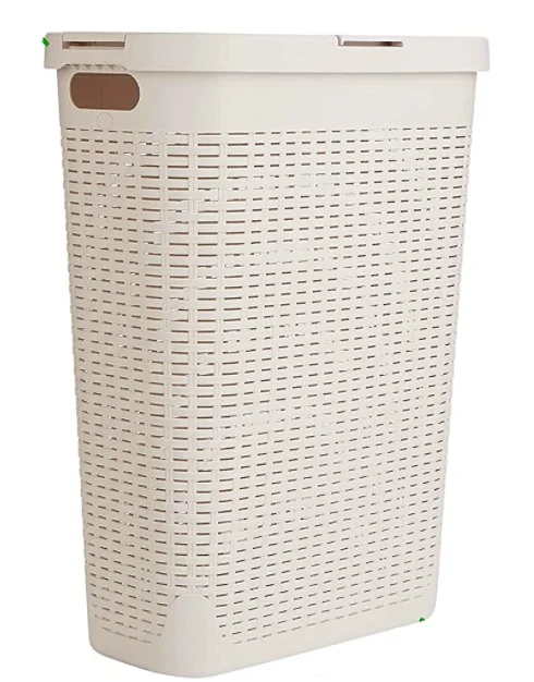 Factory Direct Sale Perforated Plastic Laundry Basket Dirty Clothes Organizer Plastic Tall Storage Laundry Basket with Lid