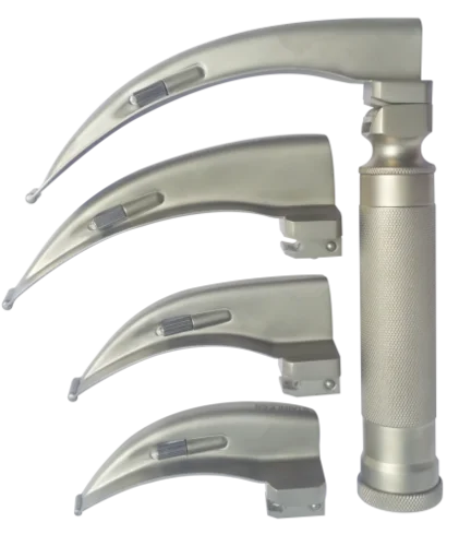 Laryngoscopes set (LED) curved LED laryngoscope set fiber optic LED laryngoscope