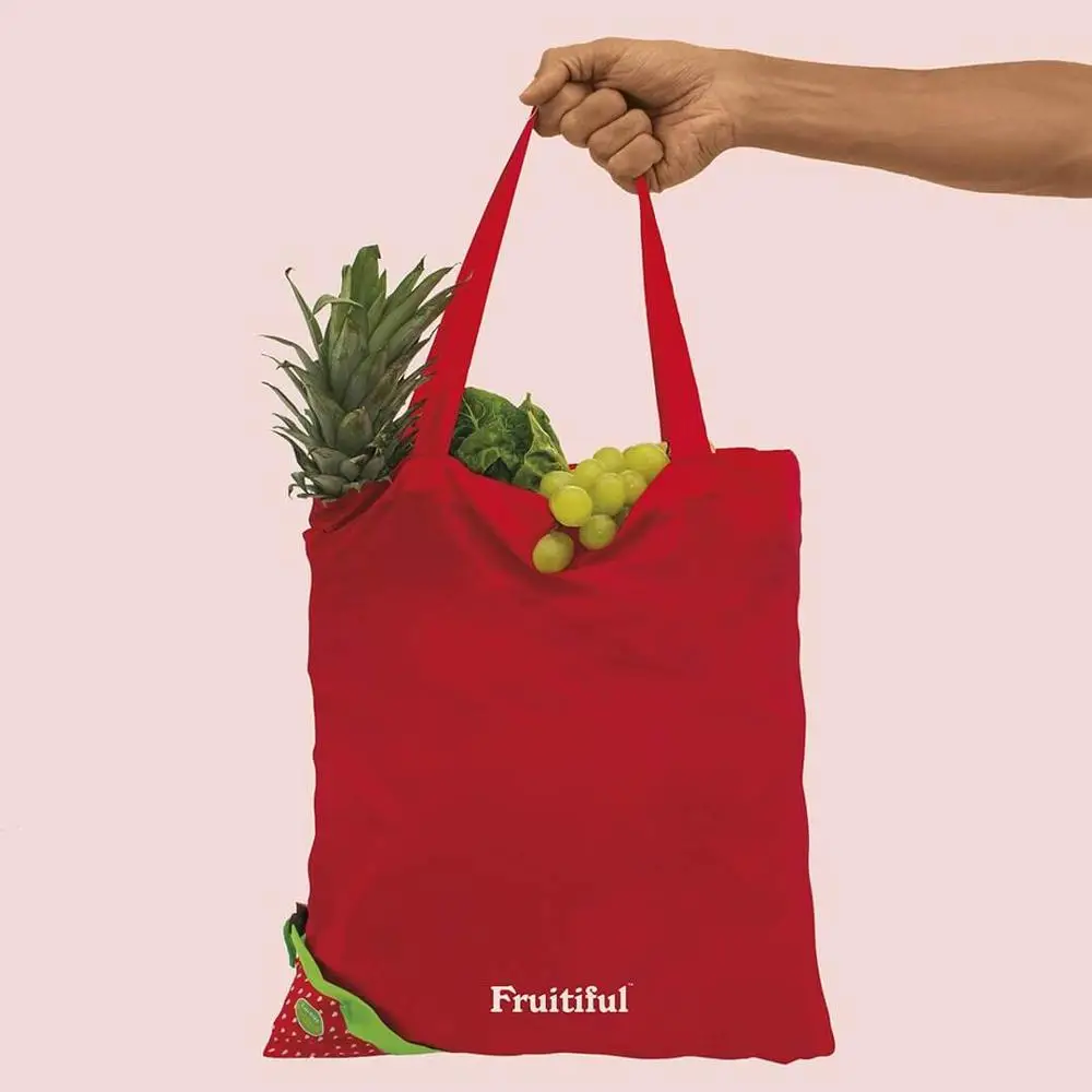 
Eco custom fruits strawberry reusable foldable storage grocery shopping tote bags with logos 