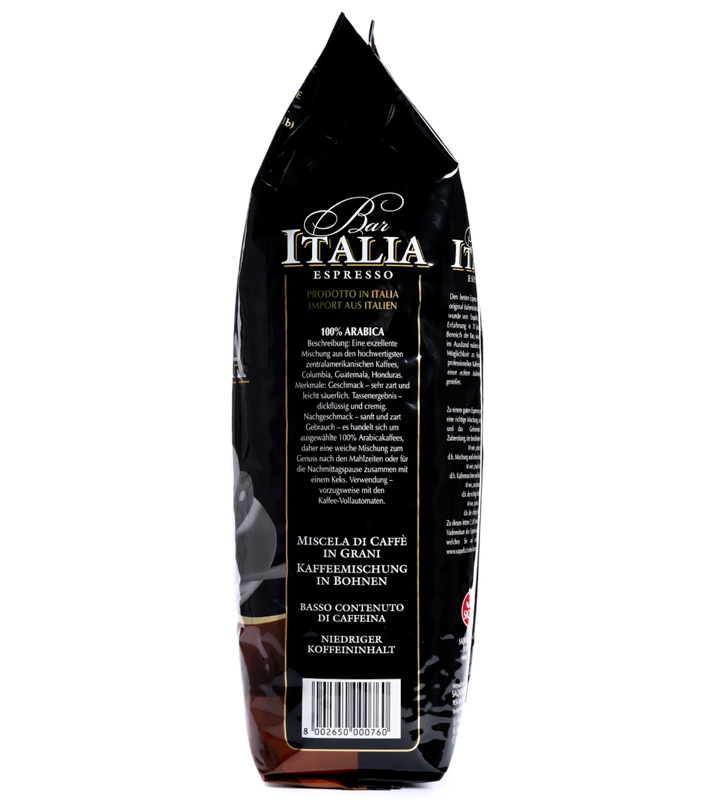 Made in Italy 1 kg bag Bar Italia 100% Arabica Coffee Beans for coffee shops