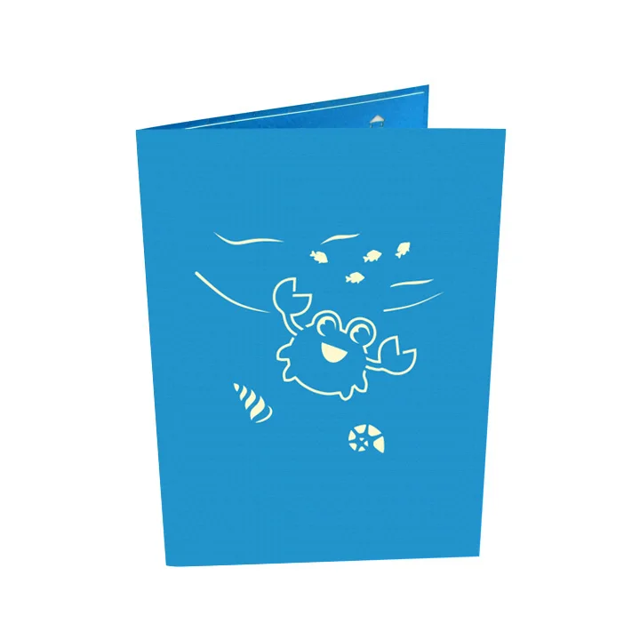 Gentleman Crab 3D Pop-up Greeting Birthday Card Vietnam Handmade Laser cut Wholesale