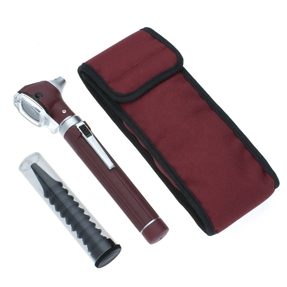 OTOSCOPE MINI FIBER OPTIC MAROON COLOR POCKET MEDICAL ENT DIAGNOSTIC OTOLOGIST SURGICAL MEDICAL DIAGNOSTIC INSTRUMENT    MGI-19