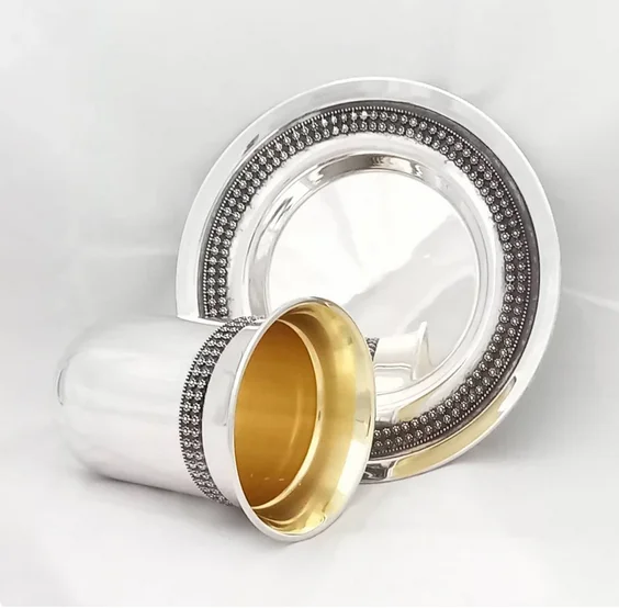 Кубок из серебра 925 пробы KIDDUSH с уникальным дизайном и покрытием еврейский подарок на свадьбу Juaddacia по оптовой цене в