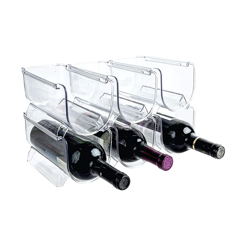Stackable Wine Rack for Kitchen Countertops  Pantry Fridge Bars Acrylic Free Standing Wine Shelf Holds Beer Pop Soda Cans