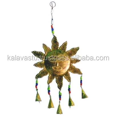 Decorative Angle Brass wall hanging wind chime with Bell For Home Decor Unique Design Brass Wind Chime