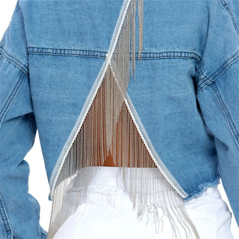 
Custom Logo Pattern Women Long Sleeve Jean Denim Coat Jacket Wholesale for Lady Spring Summer Female clothing XS-L 