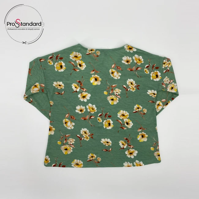 
Baby Girls Fashion Long Sleeve Drop Shoulder V Neck Floral Print Blouse Wholesale 