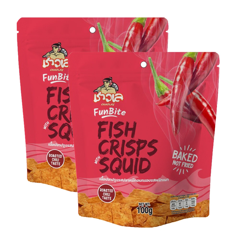 GMP Certified Roasted Chili Flavor Fish Squid Crisps Snacks Manufactured and Export from Thailand supplier
