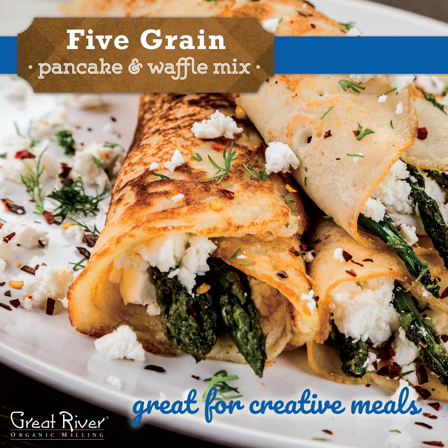 Органическая фрезеровка Great River, микс для блинов и вафель, пять зерен, органический, 50 фунтов (упаковка 1) микс для протеиновых блинов