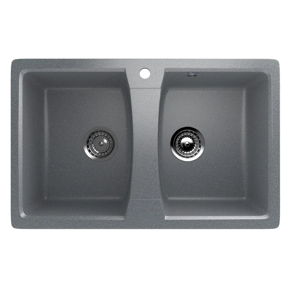 Durable composite kitchen sink ULGRAN U-402 with mixer tap hole, stone sink