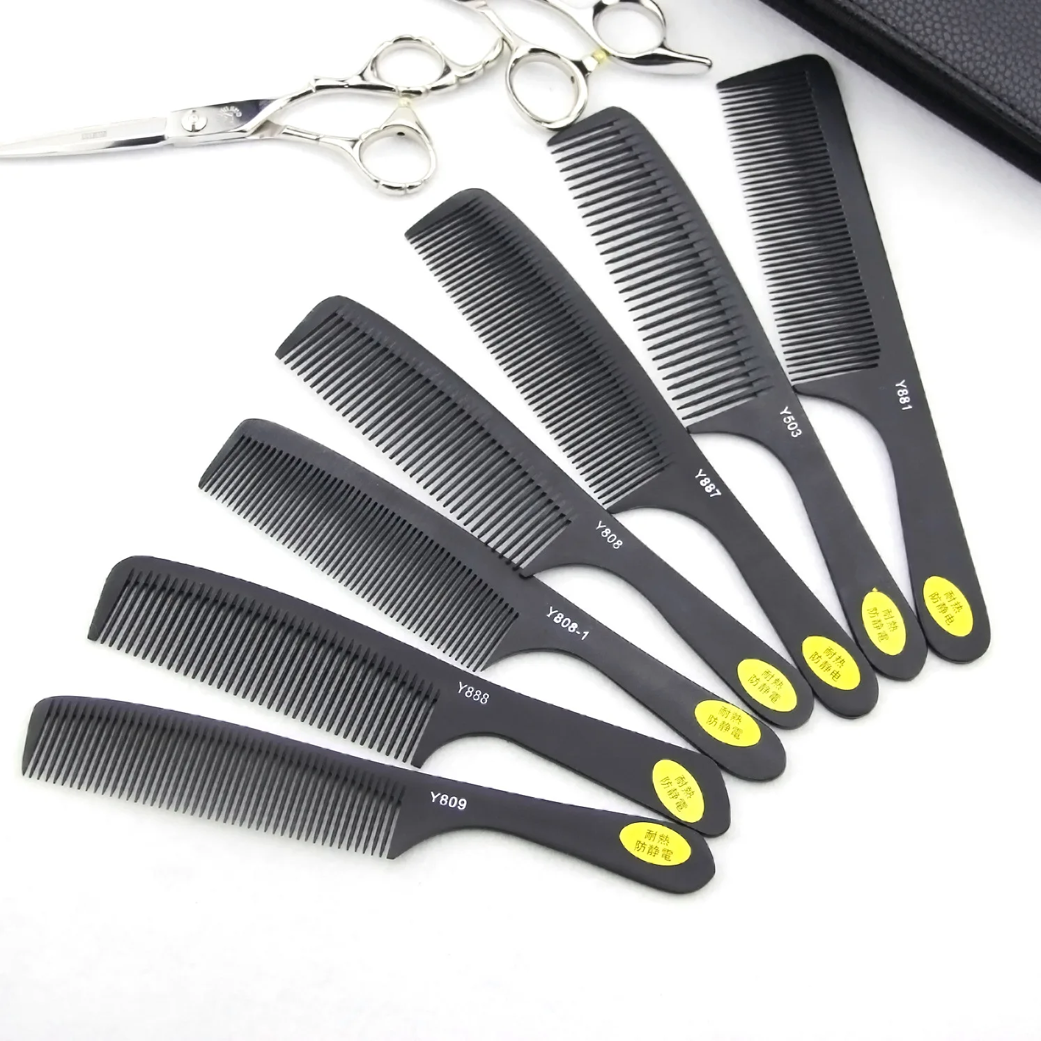 Private Label Logo Ultrathin 3mm Handle Bakelite Anti-static Hair Cutting Hairdressing Comb Barber Tooth Travel Hair Comb