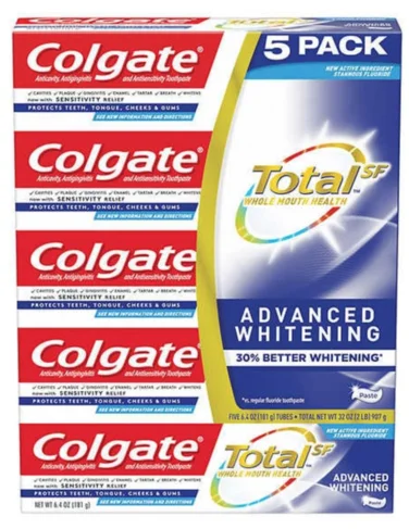 Лучшая отбеливающая зубная паста Colgate Total SF Advanced 6,4 унции, 5 шт. в продаже