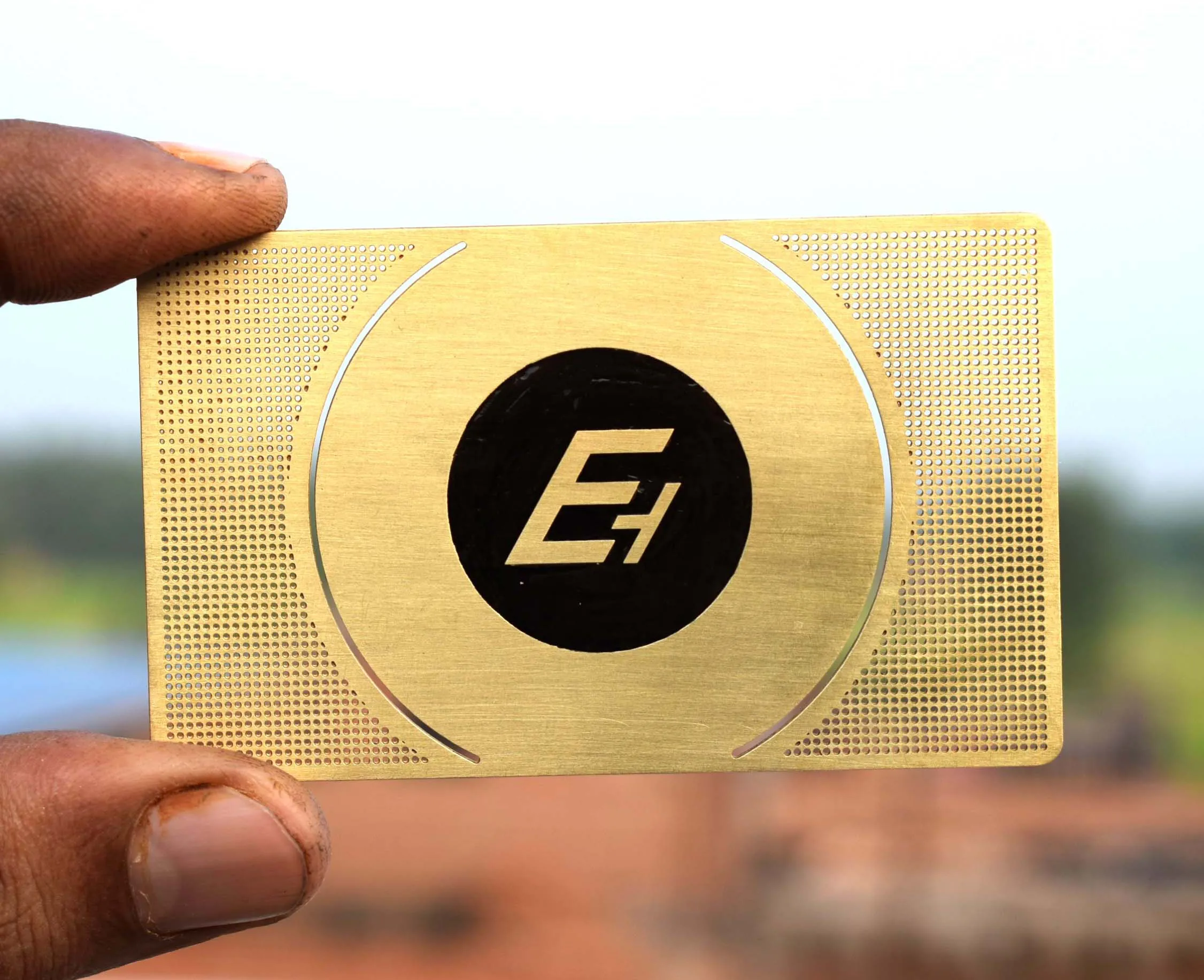 Hand Color Filled Metal Business Card Inlay work Gold finishing metal business cards business cards with logo