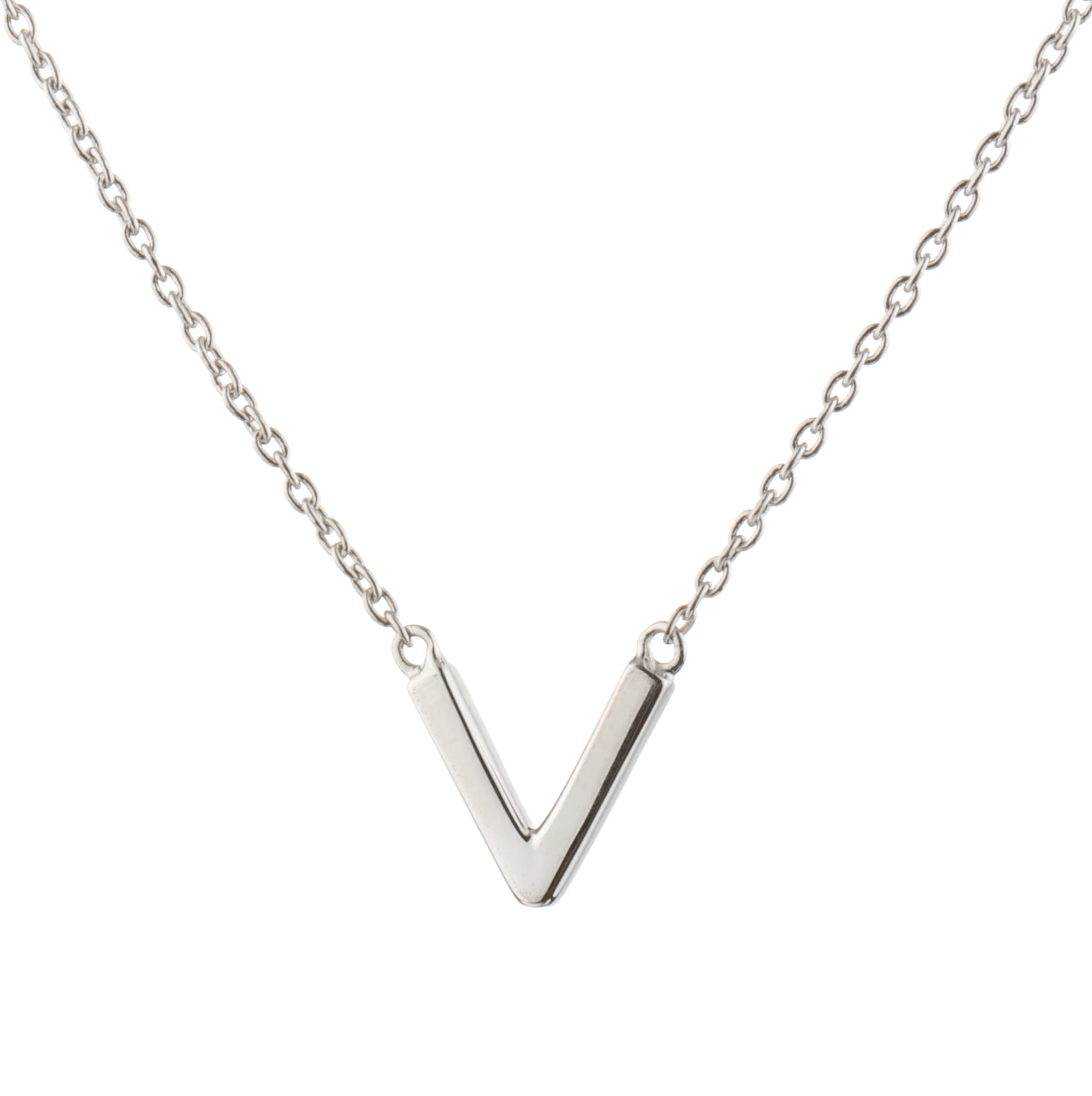 Silver Jewelry Letter V Pendant Necklace for Women Gift Gold Plated Jewelry Necklace 925 Silver Initial Necklace Valentine Gift