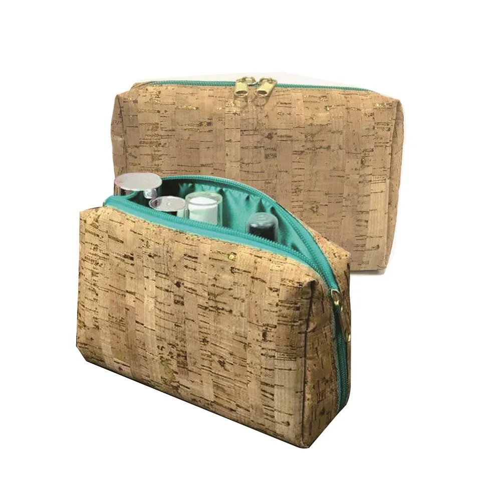 Amazon most popular portable waterproof eco friend cork makeup storage bag pouch bag