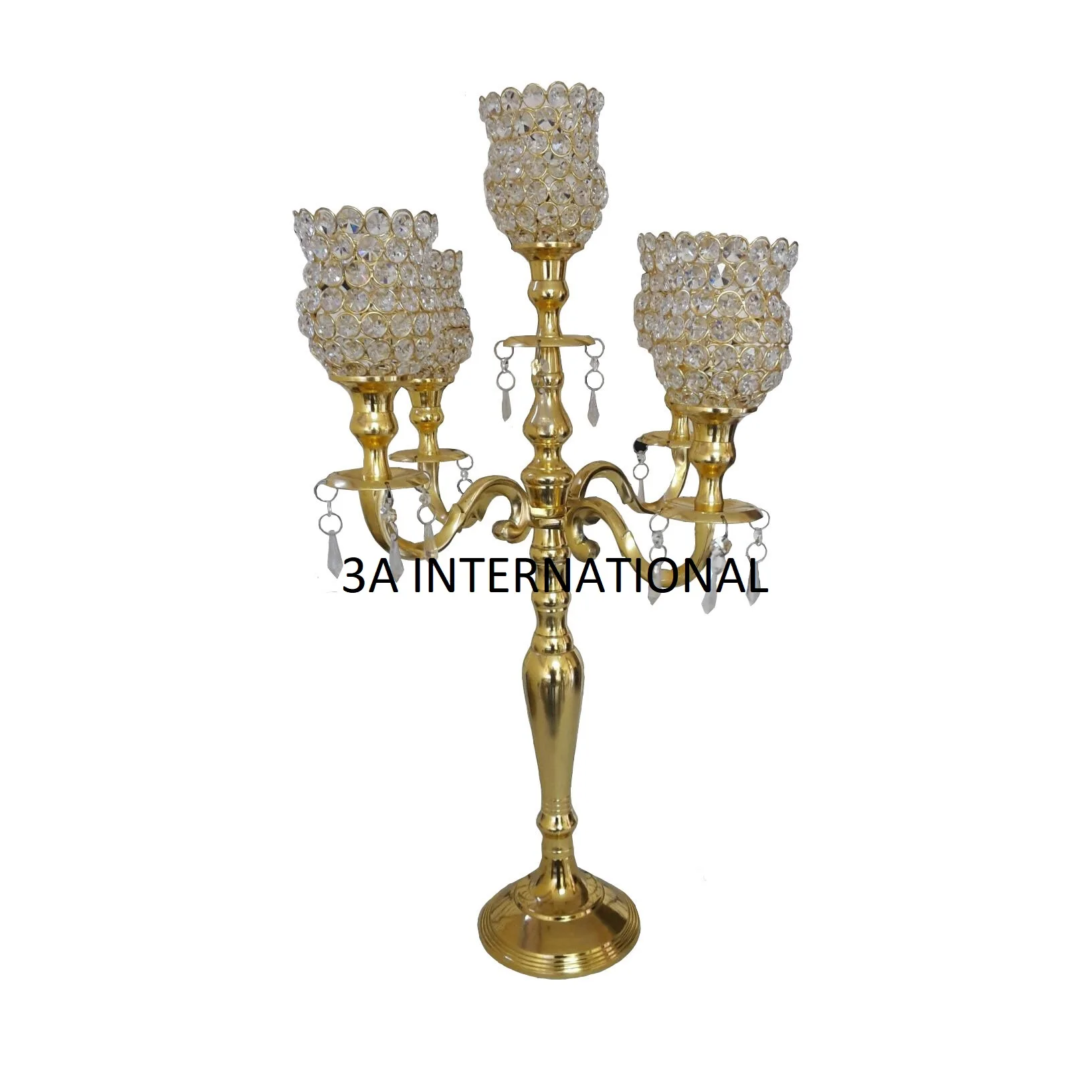 Wholesale Royal Wedding Crystal Candelabra Candle Stand For Luxury Parties Floor Decoration Candle Holder