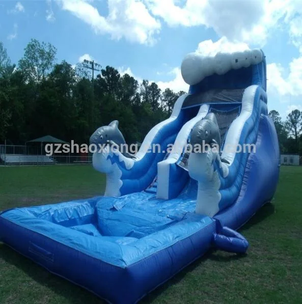 Надувная влажная горка с бассейном, детская влажная горка, горки для бассейна