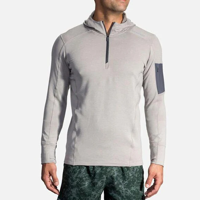 
mens 1/4 zip pullover left sleeve pocket hoody jacket sweatshirt 