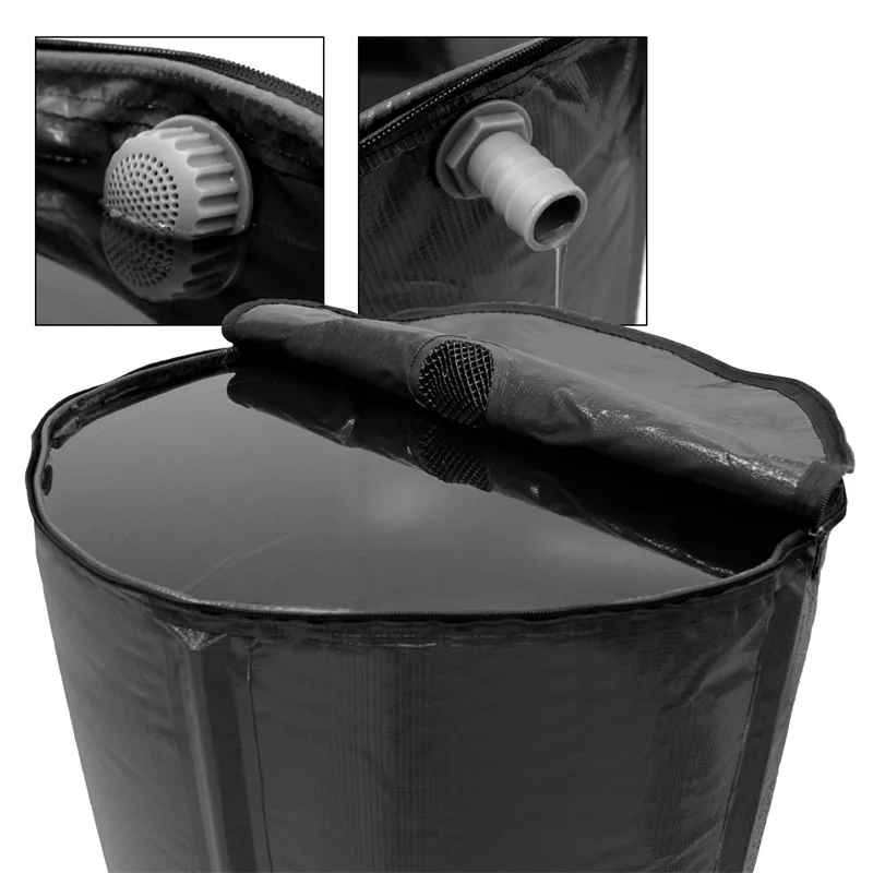 Permanent  Black Collapsible 100 gallon Small Garden Rain Barrel Water Tank