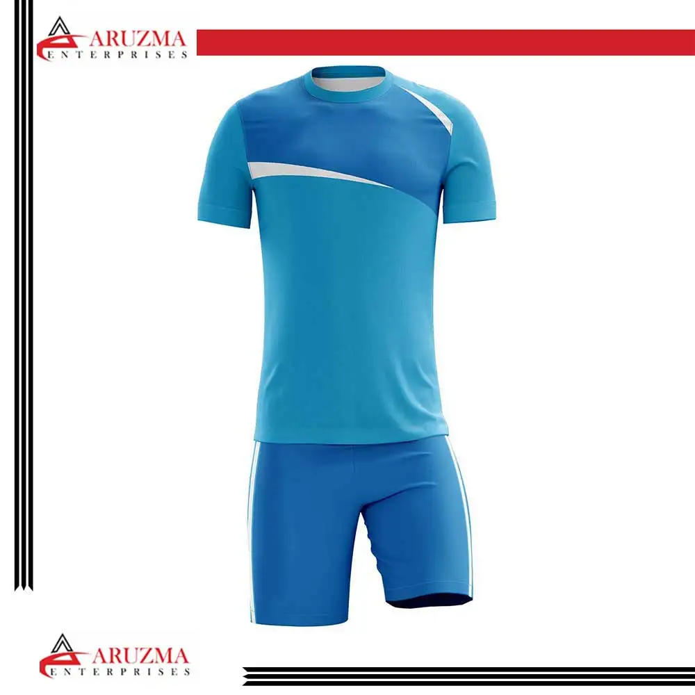 high quality soccer uniform for men 2022 soccer-uniform-designs national teams light blue color soccer wear team set