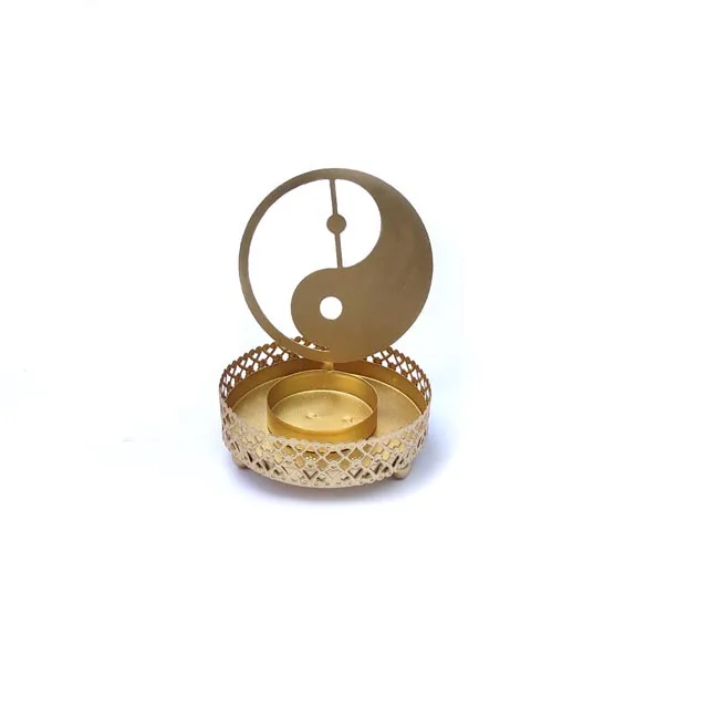 T-Light Metal 3D Projector Candle Holder Ying Yang Design Projection on Wall Small Aluminium Votive Holder Light Weight Candle