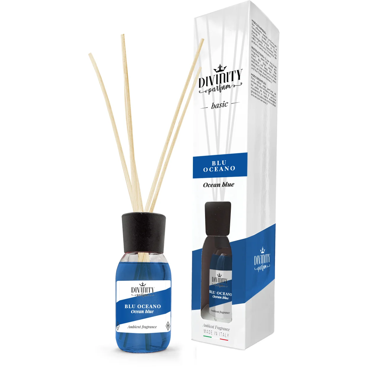 High quality Ocean blue reed diffusers Italy quality home fragrance basic line 125ml air freshener