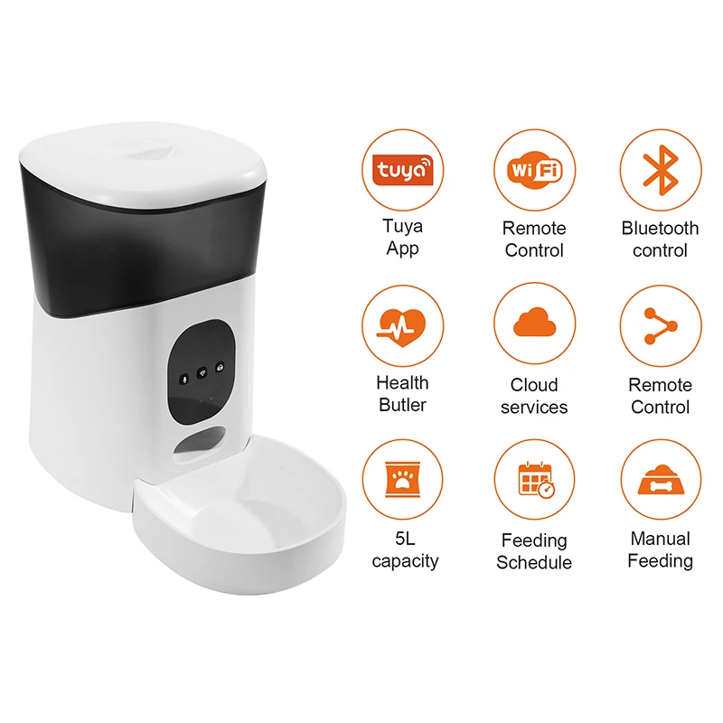 High quality 5L automatic pet food feeder tuya smart pet feeder