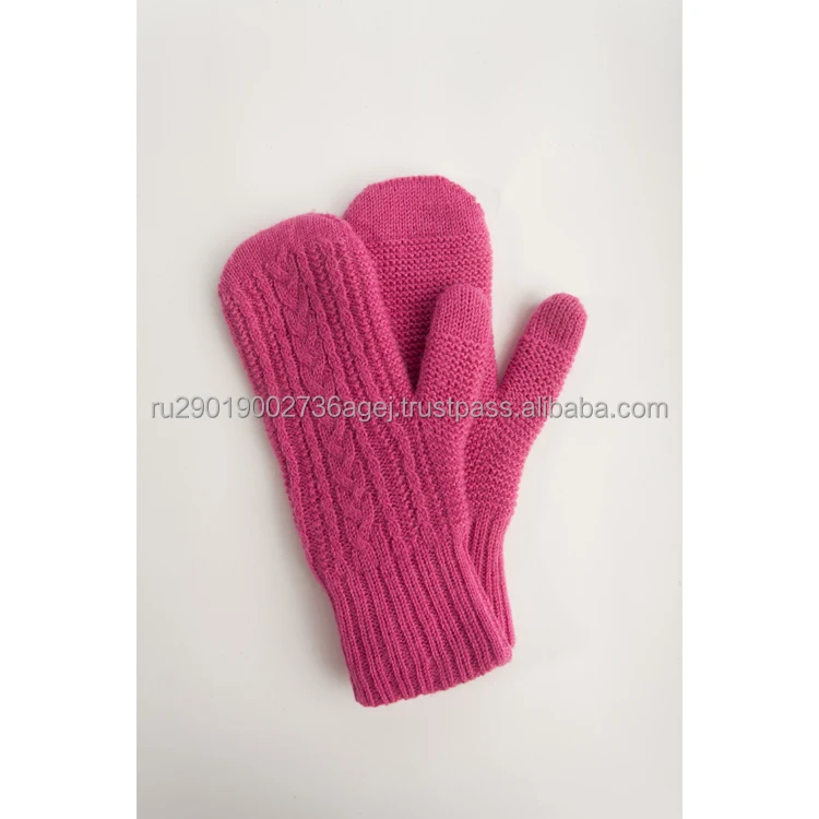 Top quality knit mittens for ladies for autumn/winter made of top grade goat down wholesale prices woolen mittens