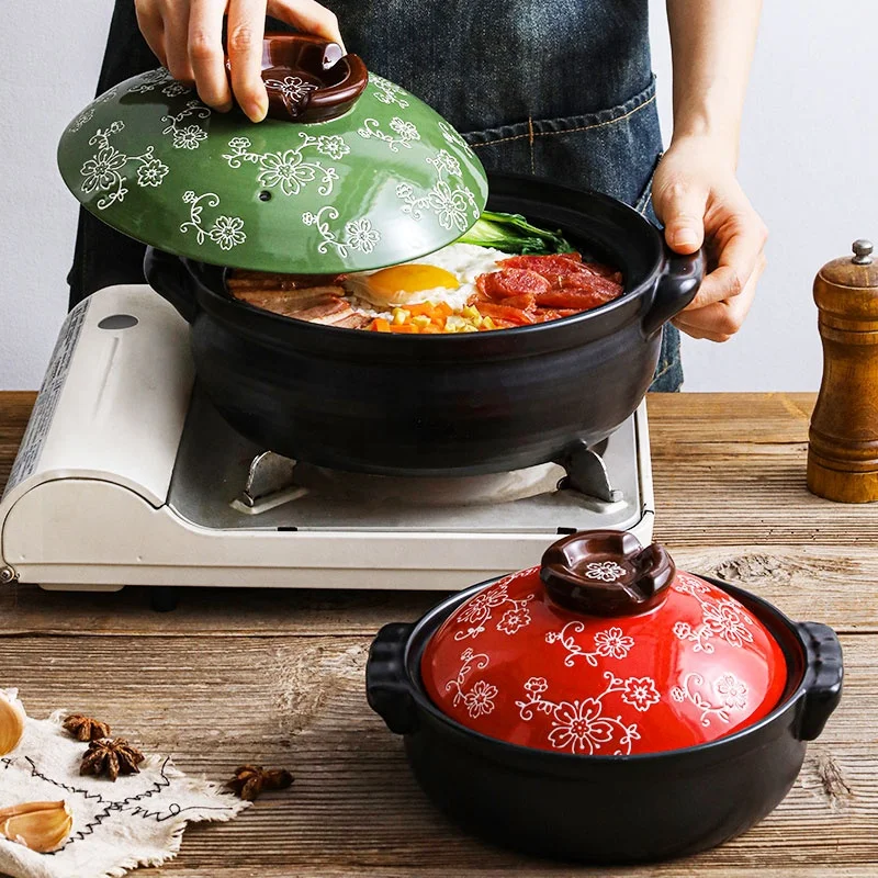 Gas stove Safe Casserole Pot Ceramic Clay Pot Cookware Casserole Dish Soup Stew Pot Ensemble Casserole with Lid