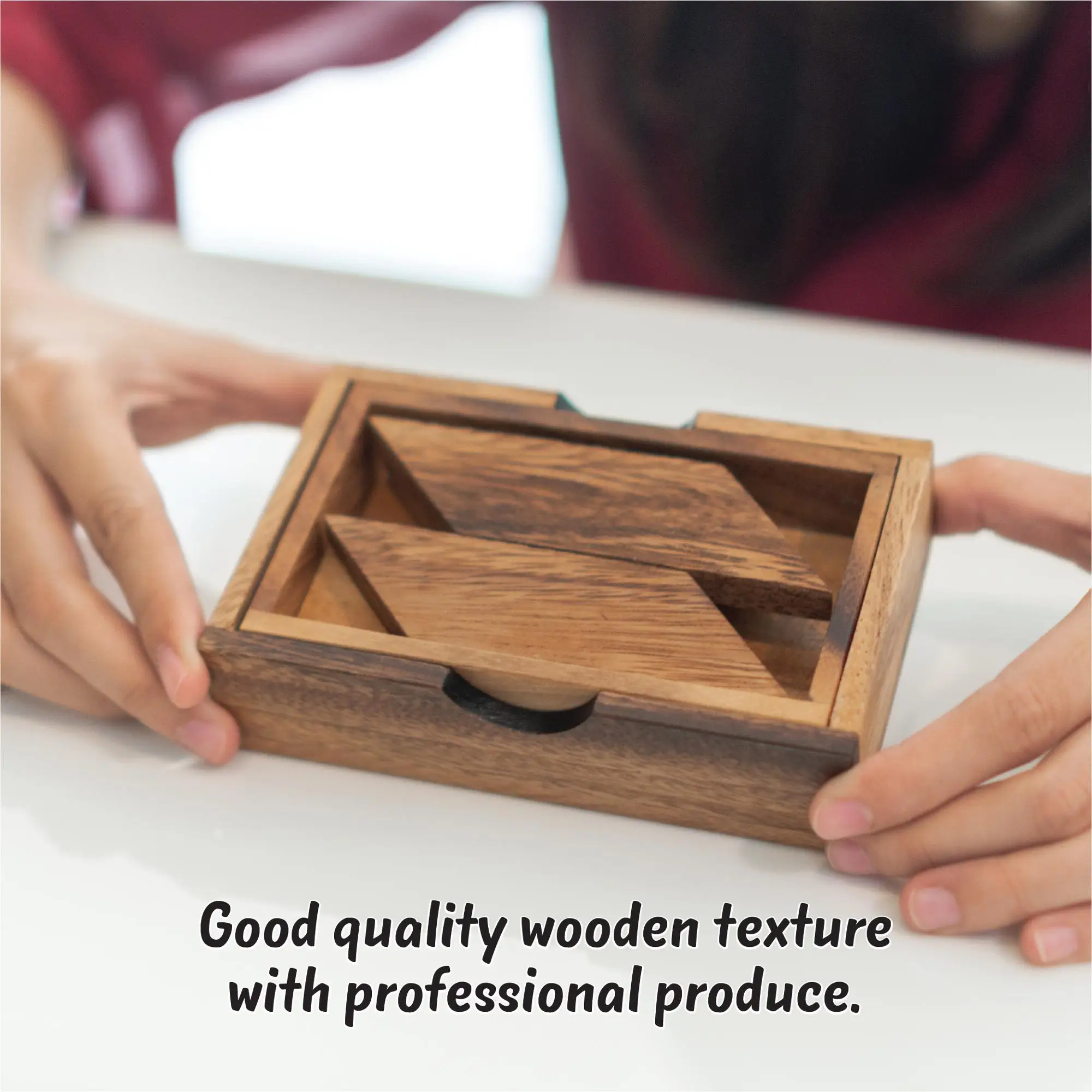 K Puzzle Designs Home Decor Table in Wooden Cover Box from Monkeypod Wood for Brain Teaser and Kids Educational Learning