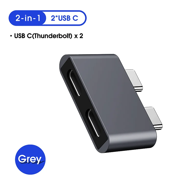 Customize 40Gbps Data Speed USB C Hub Dual Type C Hub Dual Thunder 3 Hub for Macbook Pro/Macbook Air Adapter Port Protector