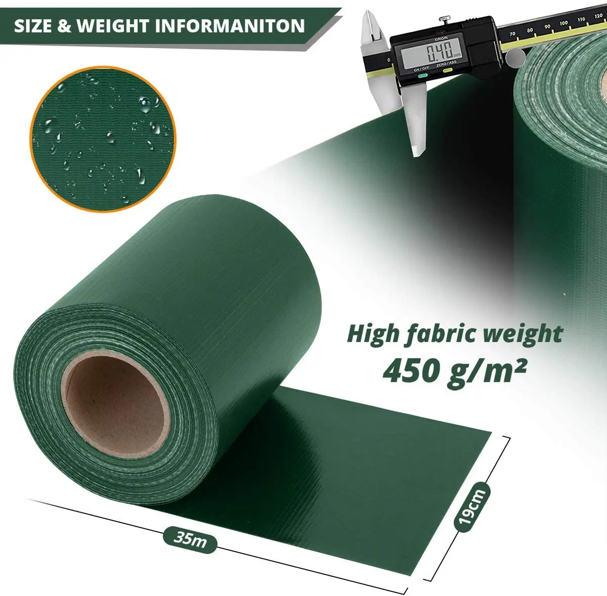 35m X 19cm Pvc Sichtschutzstreifen Sichtschutz Windschutz Zaunblende Fur Doppelstabmatten-Zaun Gartenzaun Inkl. 30 Clips Roll