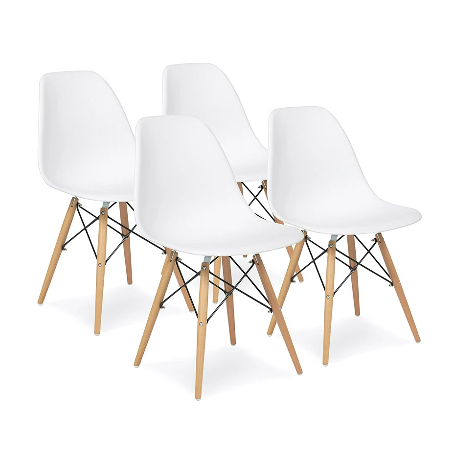 Cheap factory-supply home living dining room chaise restaurant sillas abs Nordic plastic chair with solid wood legs