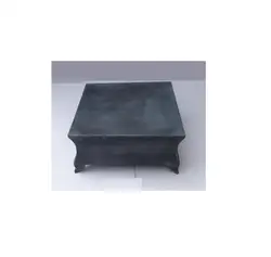 SMALL ALUMINIUM STOOL GREY COLOR SQUARE SHAPE. Modern Metal Accent Coffee Table Drum Shape With Round Top For Garden & Living Ro