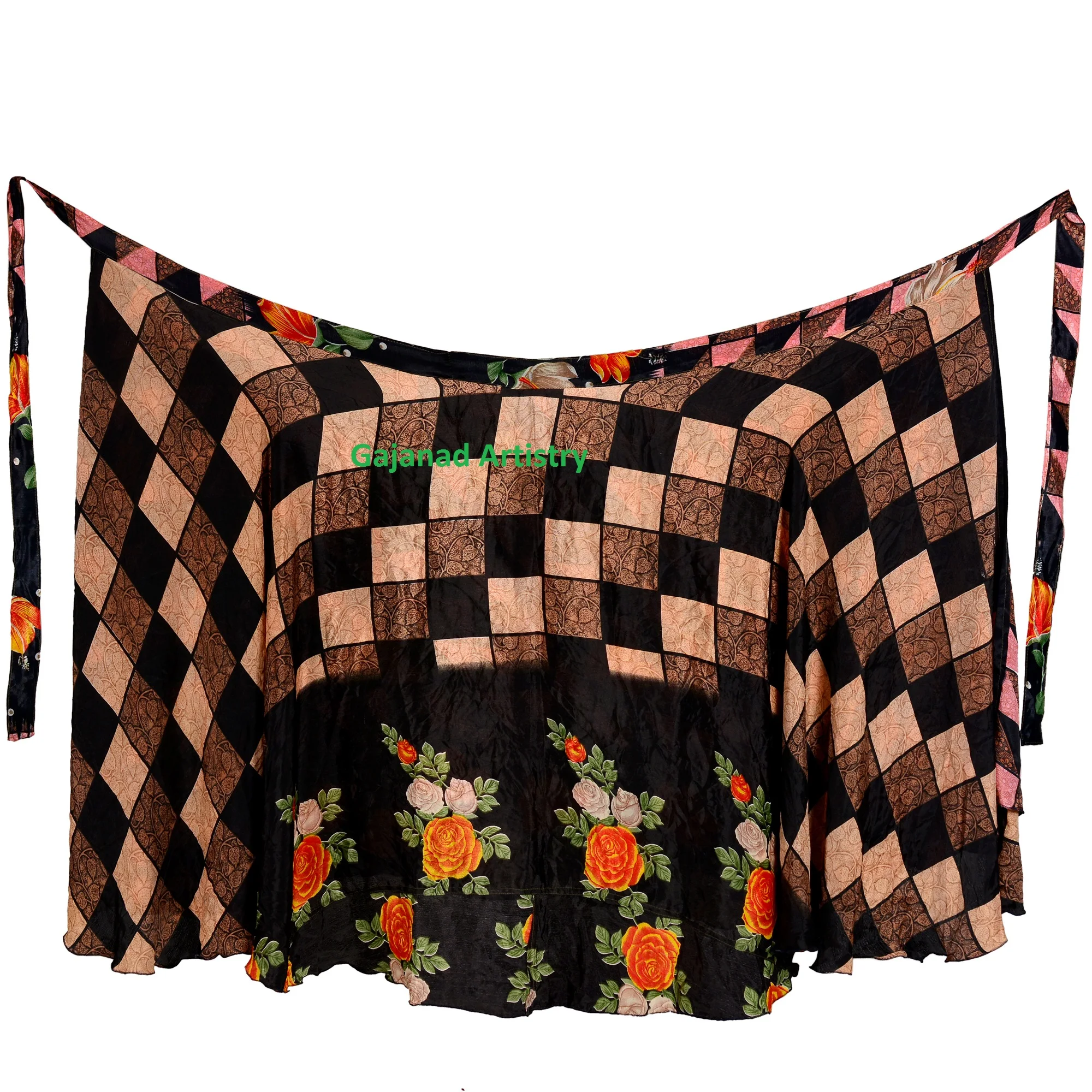 Indian Silk Long Skirts Boho Hippie Long Skirt Double Layer Magic Wrap Reversible Long Vintage Silk Sari Long Wrap Skirts