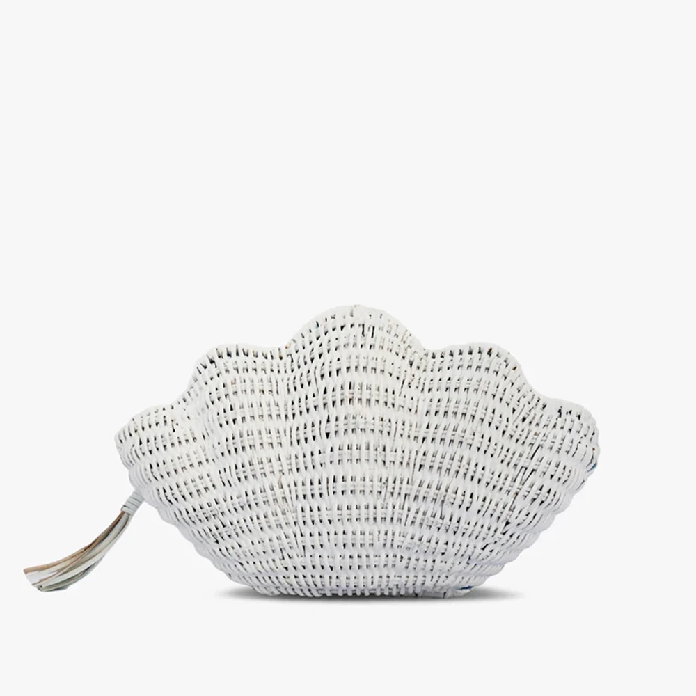 Rattan Clutch Bag shape of sea, rattan beach bag new trend 2021 handmade in Vietnam