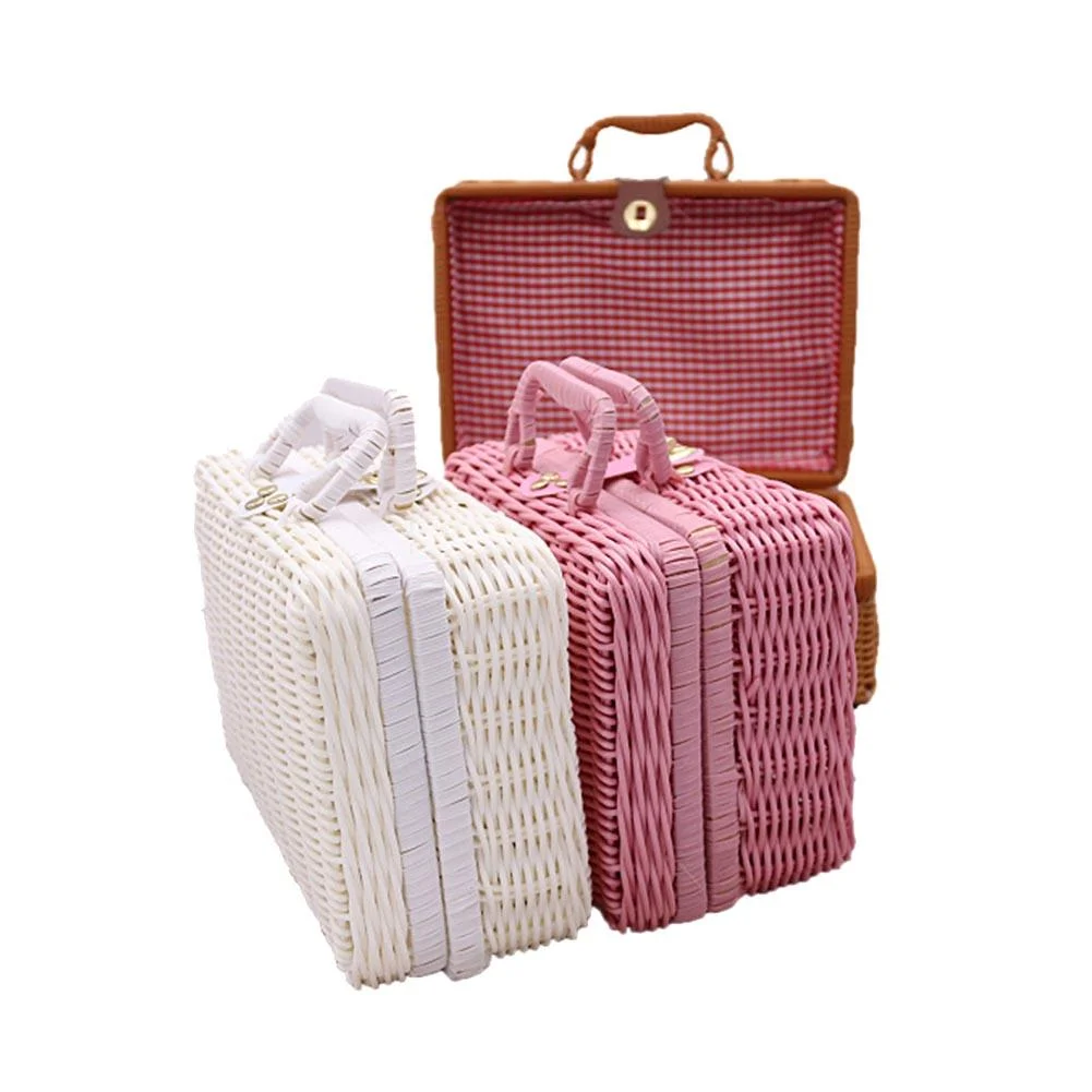 Rattan woven suitcase Kids room home decor Wedding gift box straw bag suitcase briefcase Made in Vietnam