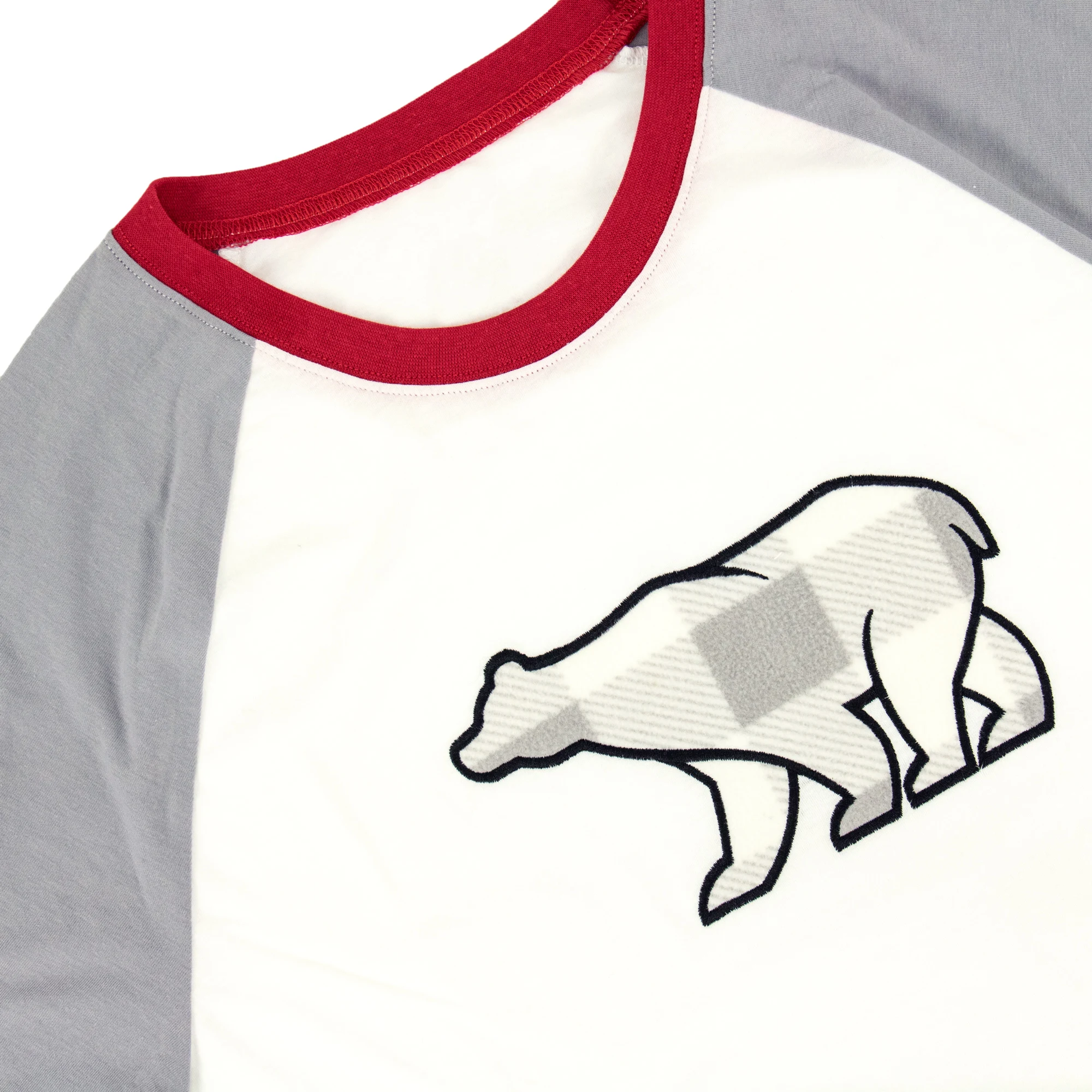 
flame resistant pajamas white buffalo grey bear xmas plaid pants family home wear 