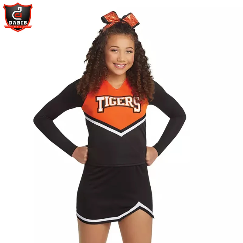  Новейший дизайн заводской поставщик униформа чарлидинга с длинным рукавом одежда для приветствия