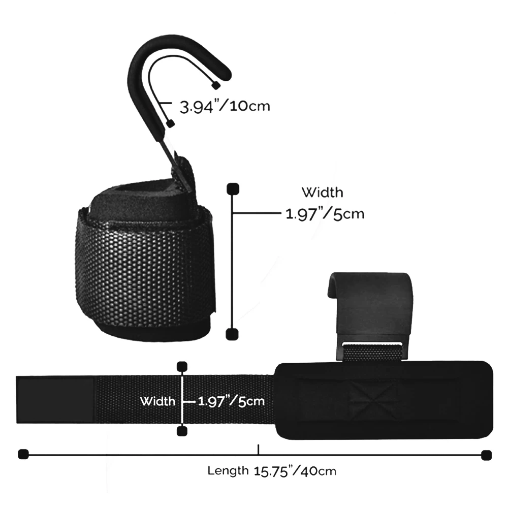 Men Women Bodybuilding Power Weight Lifting Hooks, Pull Ups Deadlifts Weightlifting Grip Wrist Straps